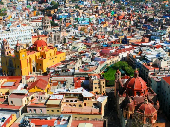 Bird's eye view of a city.